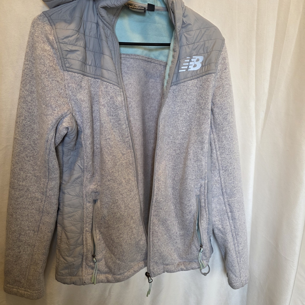 New Balance Light Gray and Soft Blue Fleece Jacket